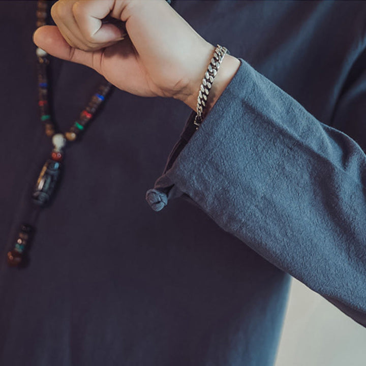 Buddha Stones 2Pcs Shirt Ankle-Length Pants With Pockets Men's Meditation Cloth Set - image 45