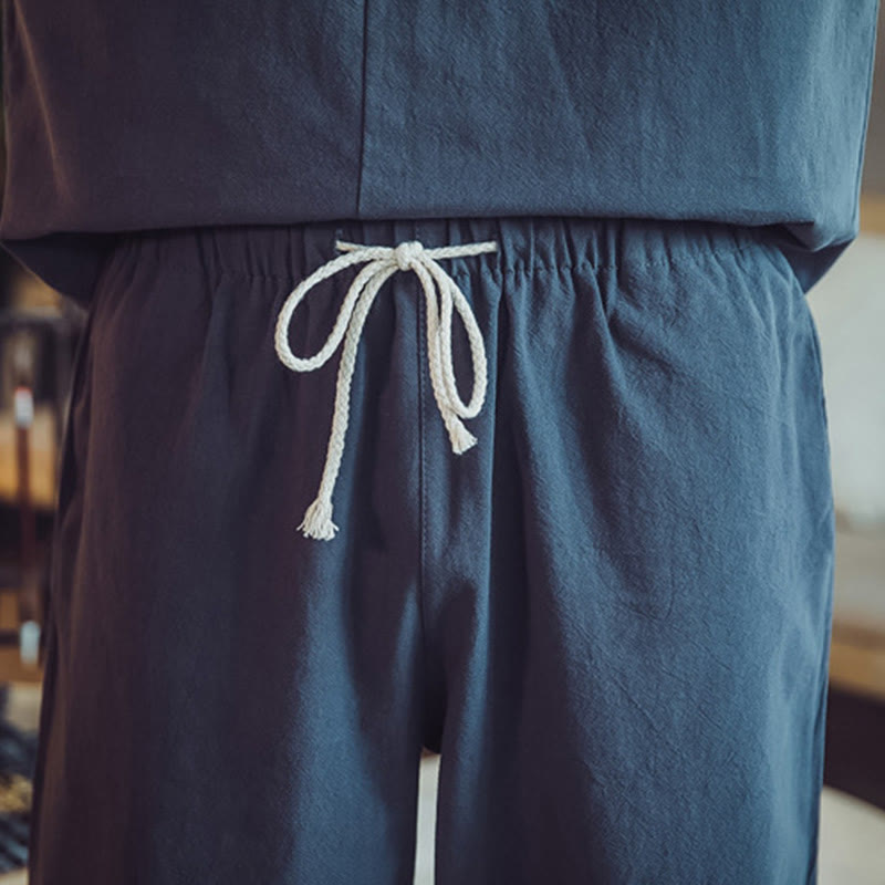 Buddha Stones 2Pcs Shirt Ankle-Length Pants With Pockets Men's Meditation Cloth Set - image 46