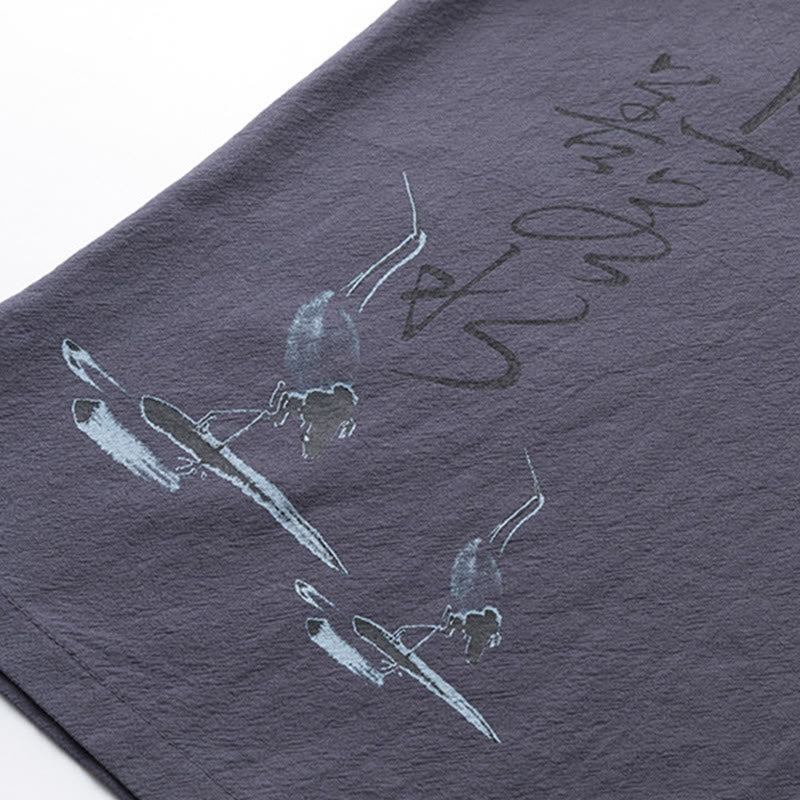 Buddha Stones 2Pcs Chinese Characters Crane Cotton Shirt Pants With Pockets Men's Meditation Cloth Set - image 24