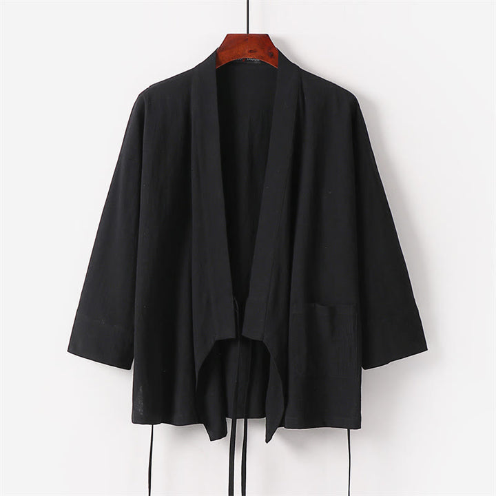 Buddha Stones 2Pcs Lace-up Cotton Kimono Pants With Pockets Men's Meditation Cloth Set - image 7