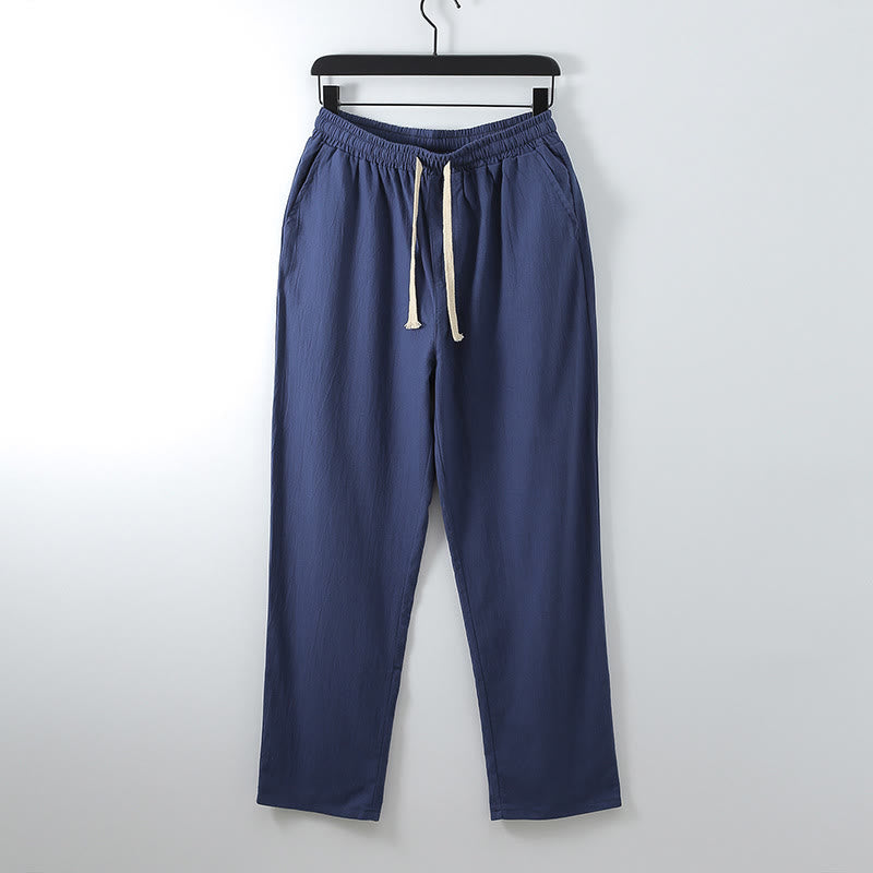Buddha Stones 2Pcs Lace-up Cotton Linen Kimono Pants With Pockets Men's Meditation Cloth Set - image 13