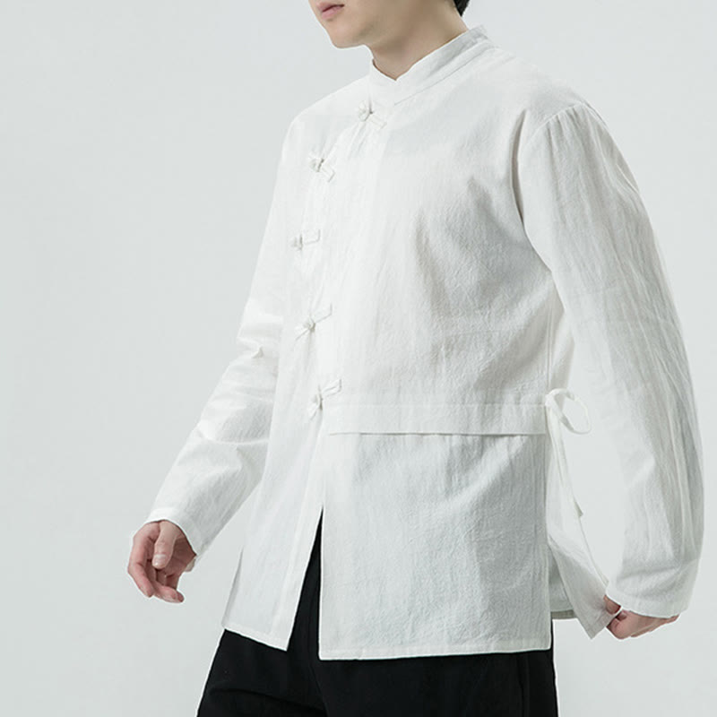 Buddha Stones Vintage Chinese Frog-Button Cotton Long Sleeve Men's Shirt - image 3