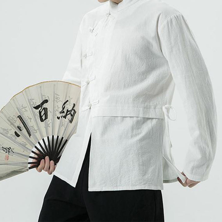 Buddha Stones Vintage Chinese Frog-Button Cotton Long Sleeve Men's Shirt - image 6