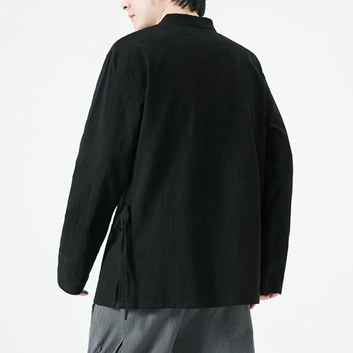 Buddha Stones Vintage Chinese Frog-Button Cotton Long Sleeve Men's Shirt - image 13