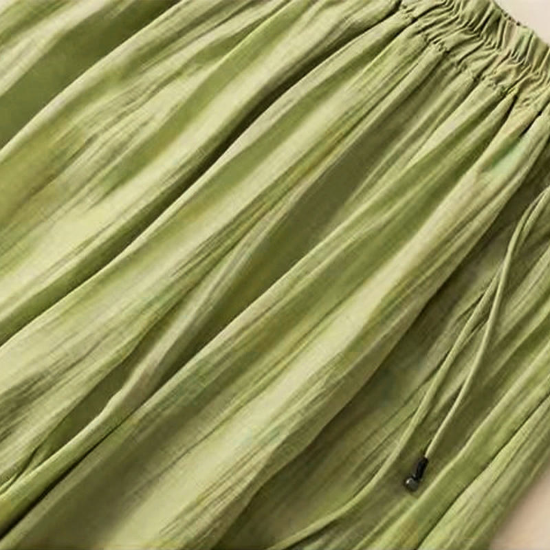 Buddha Stones Retro Casual Embroidery Design Drawstring Cotton Linen Women's Wide Leg Pants With Pockets - image 9