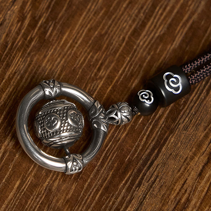 Buddha Stones Om Mani Padme Hum Copper Plated Silver Wealth Rotating Necklace Pendant - image 2