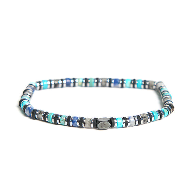Buddha Stones Various Stones Hematite Turquoise Emperor Stone Powerful Support Bracelet - Hematite Turquoise(Wrist Circumference 15-17cm) - image 0