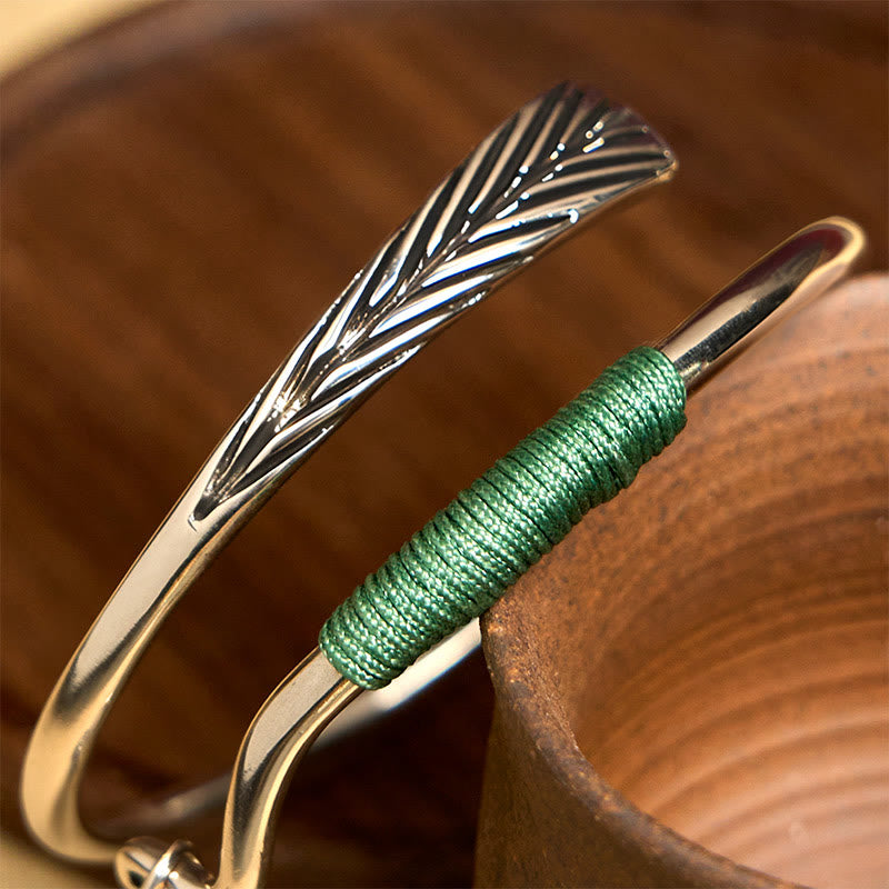 Buddha Stones Copper Alloy Green Bead Charm Luck Cuff Bracelet Bangle - image 10