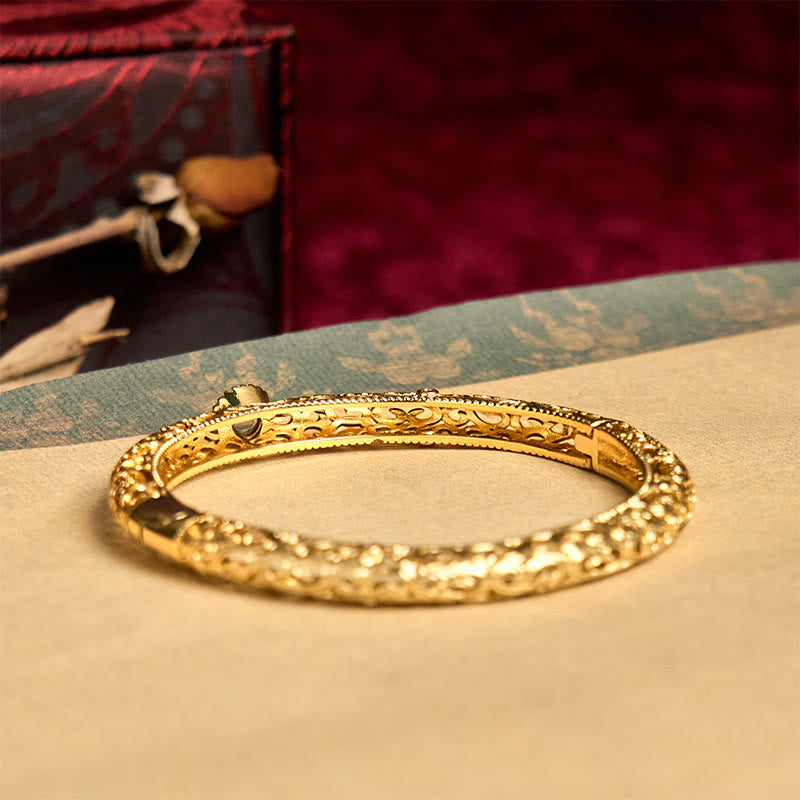 Buddha Stones Cloud Pattern Jade Copper Luck Bracelet Bangle 2.36 IN (60 MM) - image 3