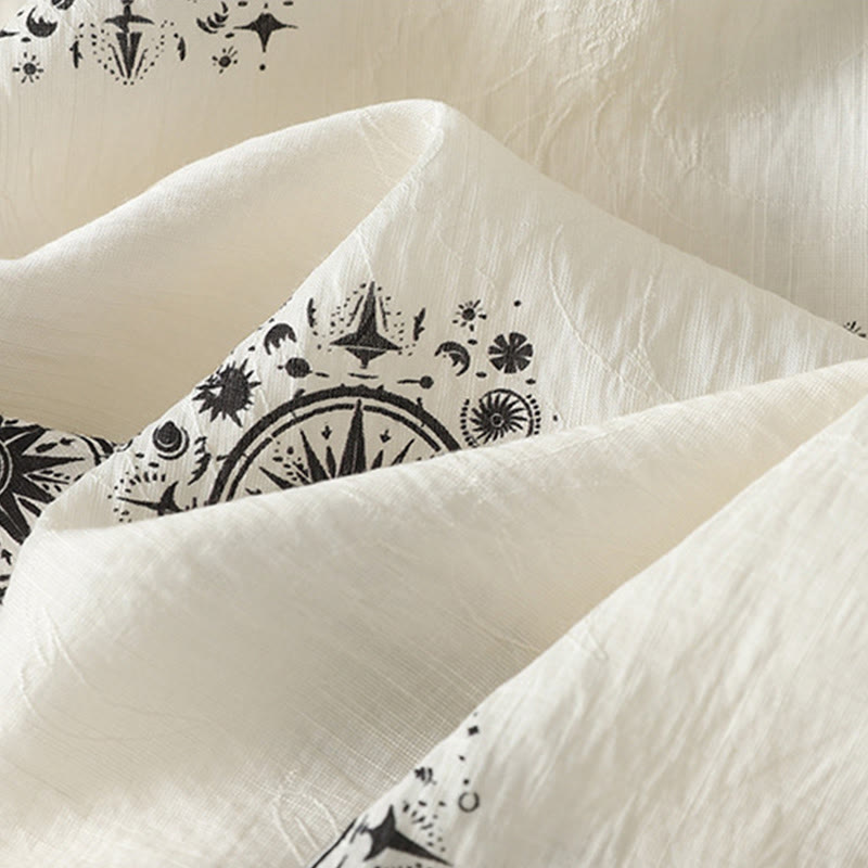 Buddha Stones Bohemian Printing Celestial Pattern Women's Wide Leg Cotton Pants With Pockets - image 9