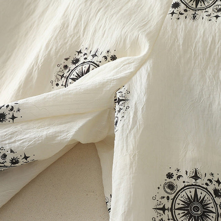 Buddha Stones Bohemian Printing Celestial Pattern Women's Wide Leg Cotton Pants With Pockets - image 11