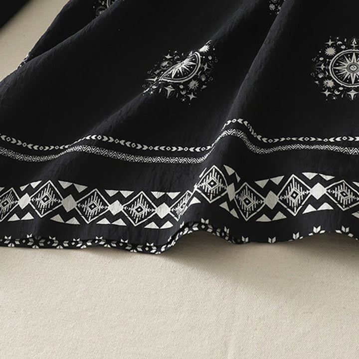 Buddha Stones Bohemian Printing Celestial Pattern Women's Wide Leg Cotton Pants With Pockets - image 3