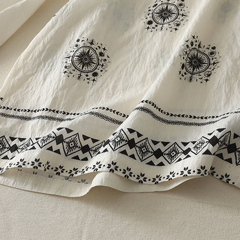 Buddha Stones Bohemian Printing Celestial Pattern Women's Wide Leg Cotton Pants With Pockets - image 12