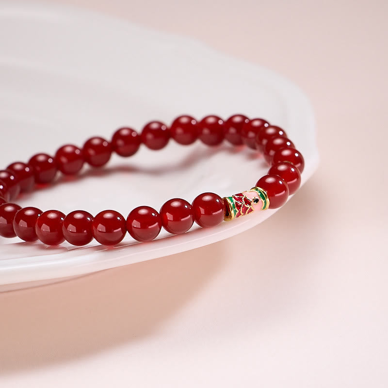 Buddha Stones Natural Red Agate Lucky Koi Fish Confidence Bracelet - image 1