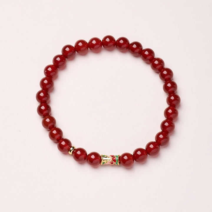Buddha Stones Natural Red Agate Lucky Koi Fish Confidence Bracelet - Red Agate-6mm - image 0