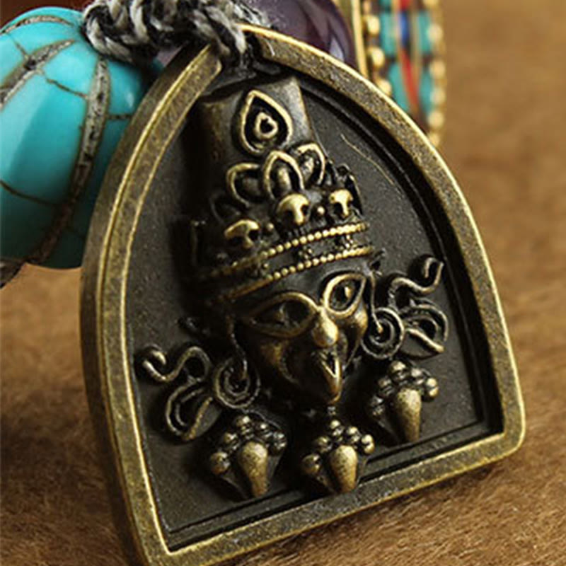 Buddha Stones Tibetan Buddha's Eye Turquoise Lotus Zakiram Protection Rope Bracelet - image 10