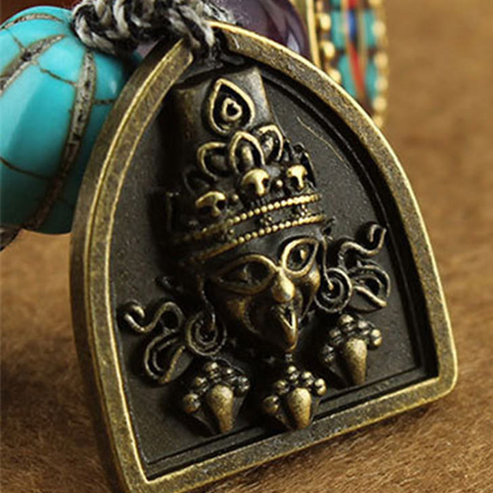 Buddha Stones Tibetan Buddha's Eye Turquoise Lotus Zakiram Protection Rope Bracelet - image 10