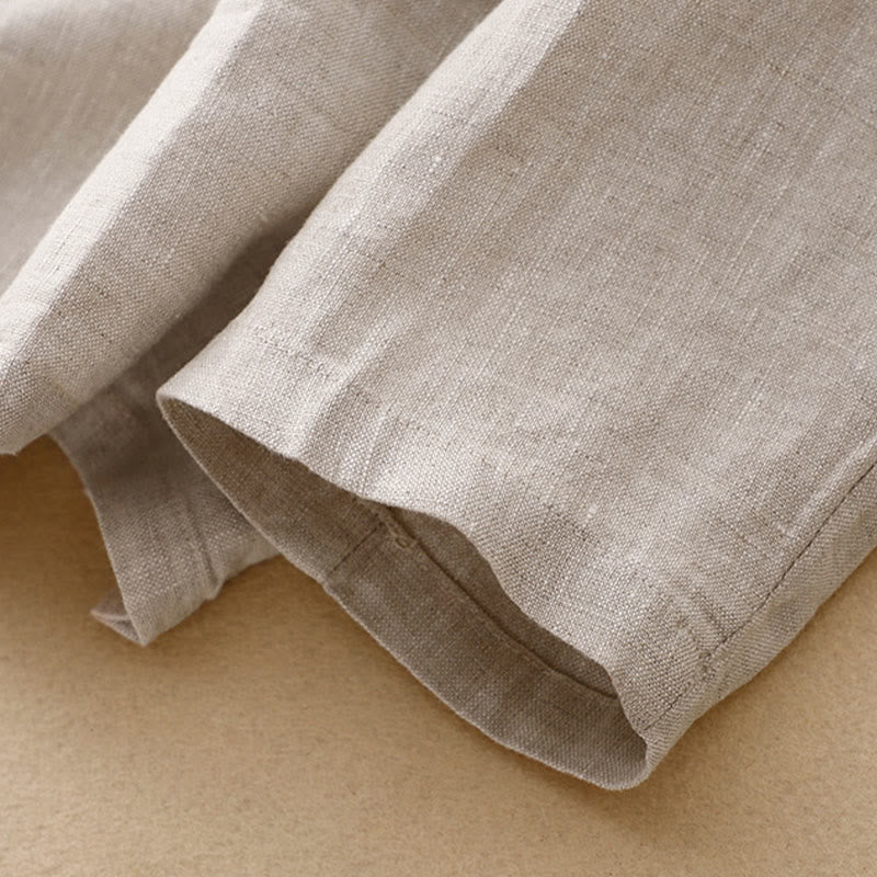 Buddha Stones Commute Retro Pure Color Lapel Cotton Linen Women's Jacket With Pockets - image 10