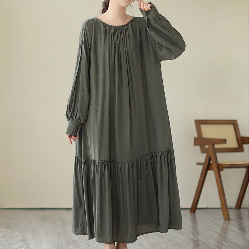 Buddha Stones Casual Plain Two-sided Style Dress Chiffon Midi Dress With Pockets - image 13