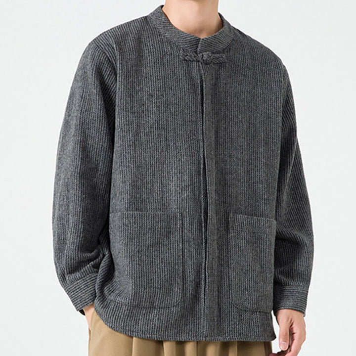 Buddha Stones Long Sleeve Frog-button Design Men's Cotton Jacket Shirt With Pockets - image 6