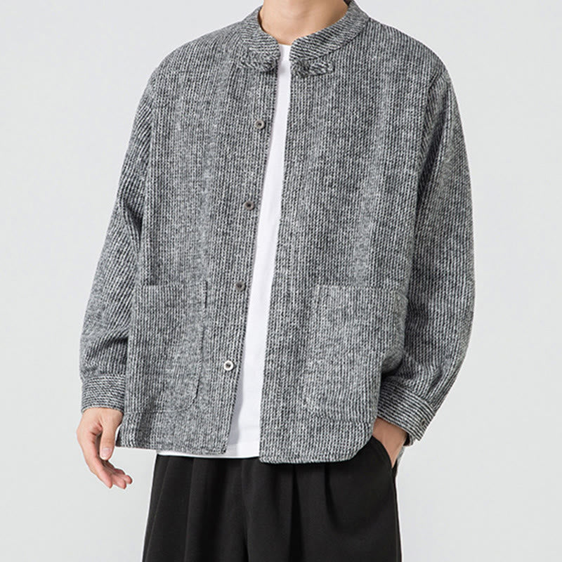 Buddha Stones Long Sleeve Frog-button Design Men's Cotton Jacket Shirt With Pockets - image 14