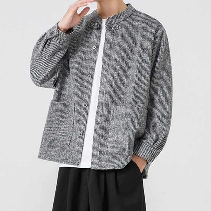 Buddha Stones Long Sleeve Frog-button Design Men's Cotton Jacket Shirt With Pockets - image 13