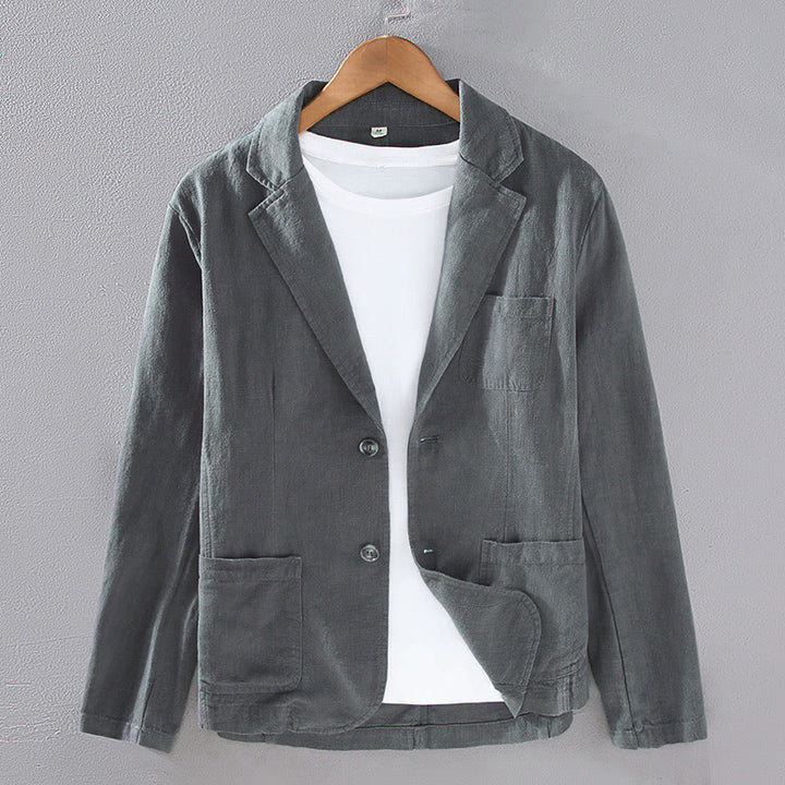 Buddha Stones Long Sleeve Button Plain Design Men's Linen Jacket Shirt With Pockets - DimGray - US/UK/AU42，EU52 (3XL) - image 0