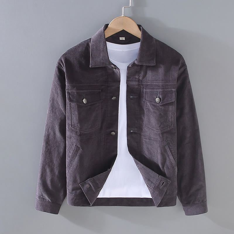 Buddha Stones Plain Long Sleeve Button Design Men's Cotton Jacket Shirt With Pockets - DimGray - US/UK/AU42，EU52 (3XL) - image 8