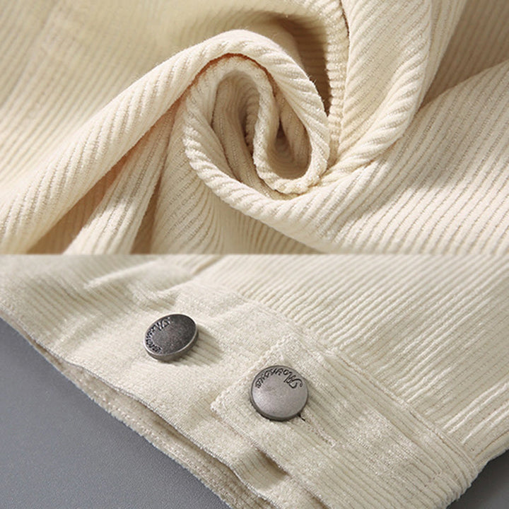 Buddha Stones Plain Long Sleeve Button Design Men's Cotton Jacket Shirt With Pockets - image 3