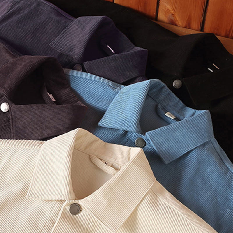 Buddha Stones Plain Long Sleeve Button Design Men's Cotton Jacket Shirt With Pockets - image 11