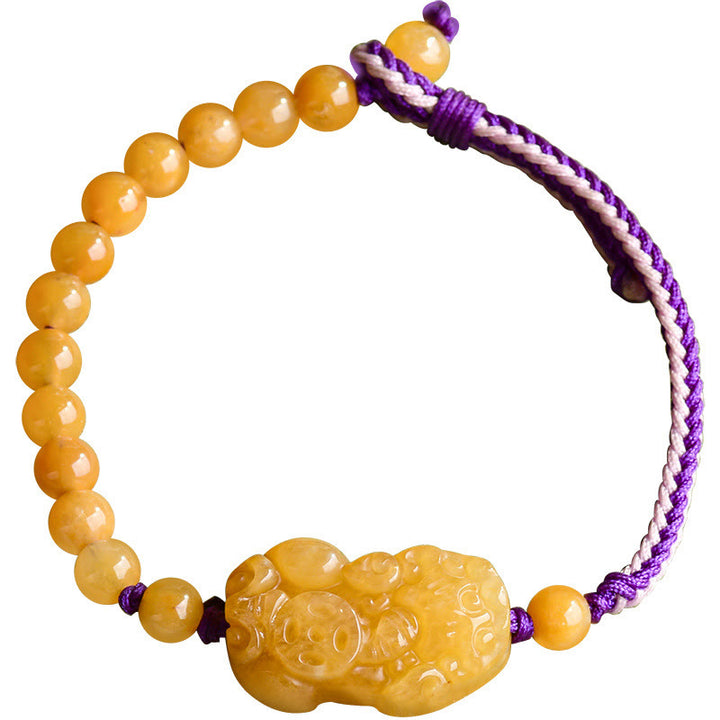 Buddha Stones Golden Silk Jade Beads PiXiu Wealth Bracelet - image 10