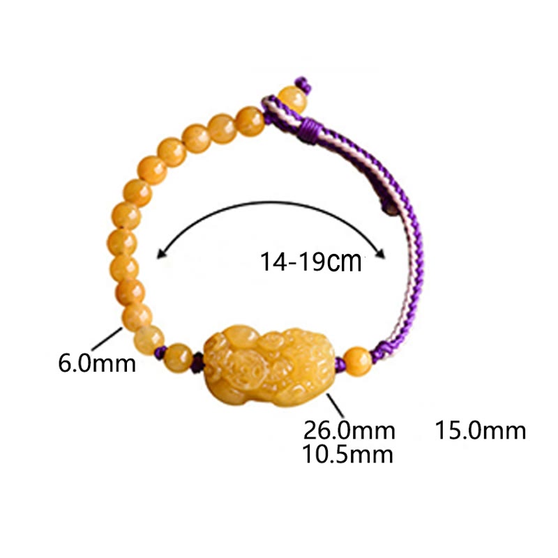 Buddha Stones Golden Silk Jade Beads PiXiu Wealth Bracelet - image 13