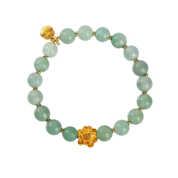 Buddha Stones Natural Jade Green Aventurine Gourd Fu Character Luck Bracelet - image 13
