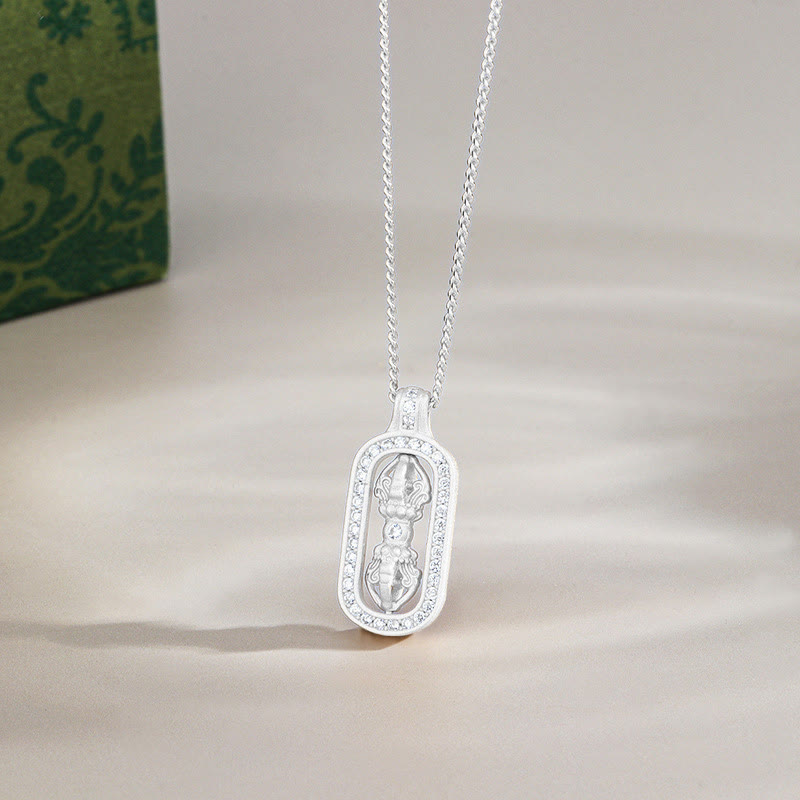 Buddha Stones 925 Sterling Silver Mini PiXiu Dorje Vajra Wealth Necklace Pendant - Silver - Vajra - image 12