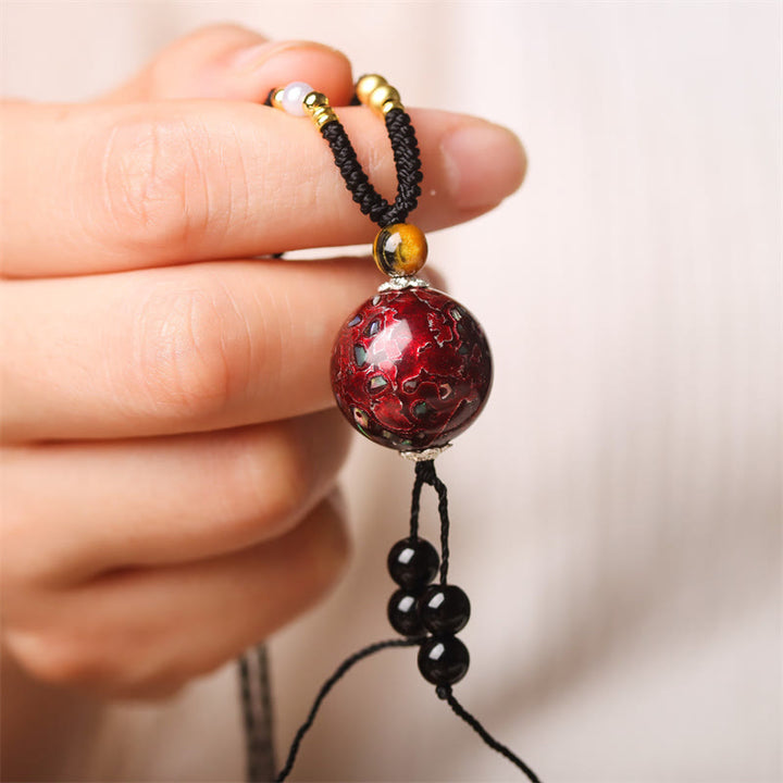 Buddha Stones Ebony Wood Venus Aurora Bead Lacquer Craft Peace Necklace Pendant - Red Charm(Random Red) - image 0