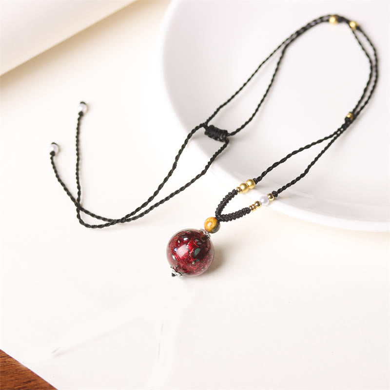 Buddha Stones Ebony Wood Venus Aurora Bead Lacquer Craft Peace Necklace Pendant - Red(Random Red) - image 2