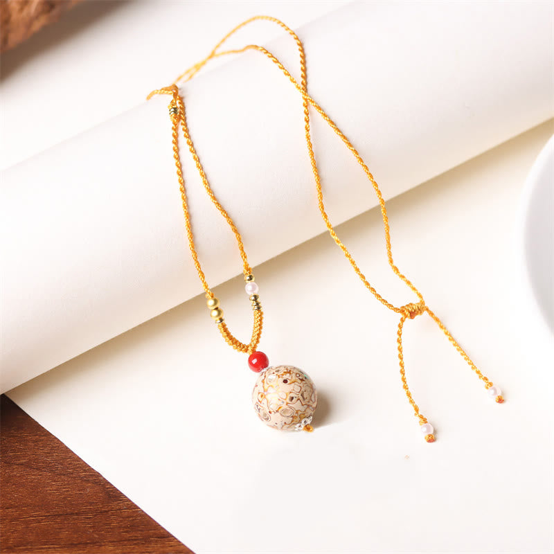 Buddha Stones Ebony Wood Venus Aurora Bead Lacquer Craft Peace Necklace Pendant - Beige(Random Beige) - image 6