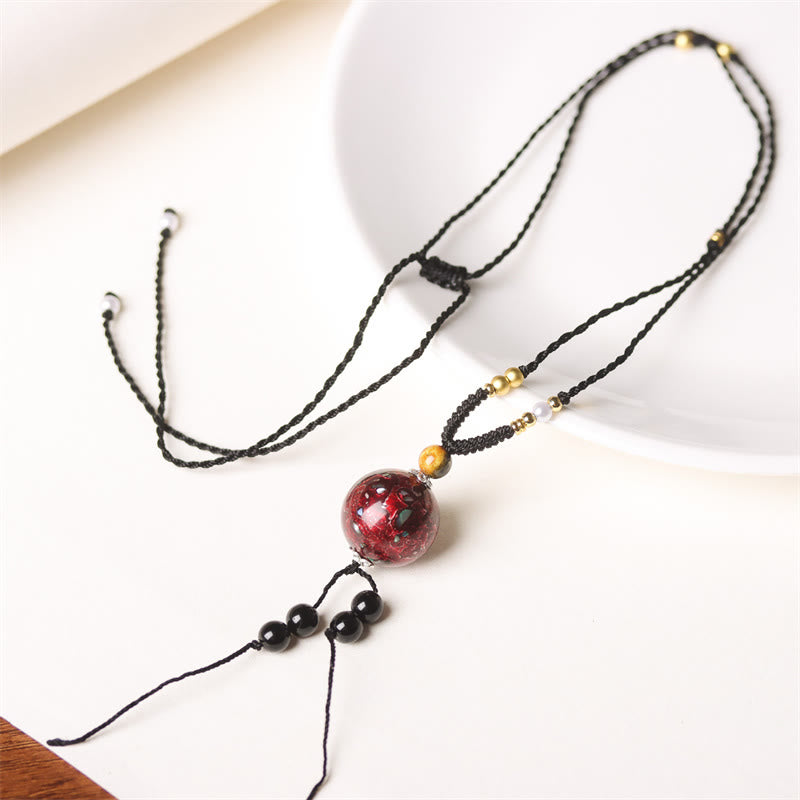 Buddha Stones Ebony Wood Venus Aurora Bead Lacquer Craft Peace Necklace Pendant - image 1