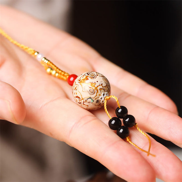 Buddha Stones Ebony Wood Venus Aurora Bead Lacquer Craft Peace Necklace Pendant - image 5