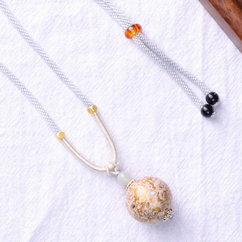 Buddha Stones Ebony Wood Colorful Lacquer Craft Bead Calm Necklace Pendant - image 10