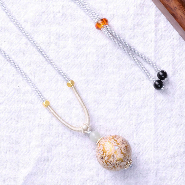 Buddha Stones Ebony Wood Colorful Lacquer Craft Bead Calm Necklace Pendant - image 10