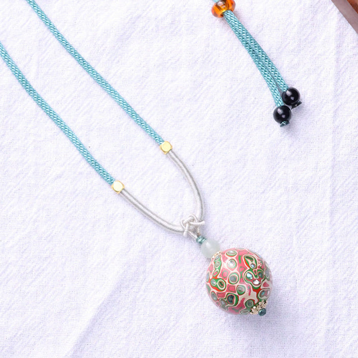 Buddha Stones Ebony Wood Colorful Lacquer Craft Bead Calm Necklace Pendant - image 2