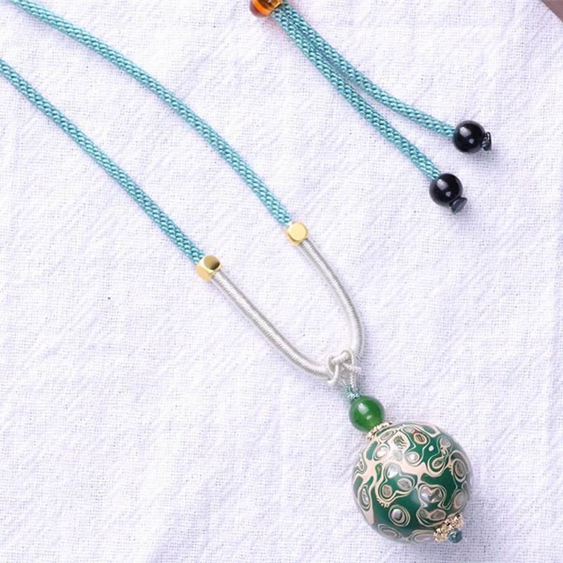 Buddha Stones Ebony Wood Colorful Lacquer Craft Bead Calm Necklace Pendant - image 13