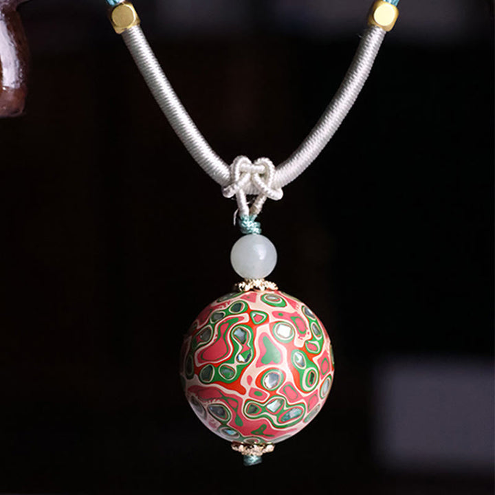 Buddha Stones Ebony Wood Colorful Lacquer Craft Bead Calm Necklace Pendant - image 4