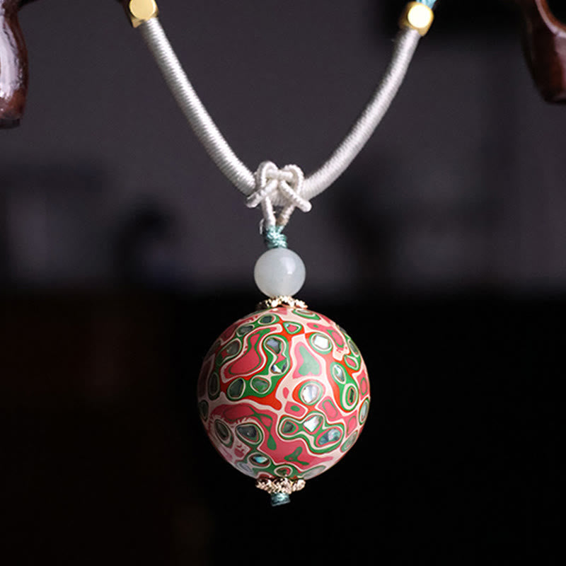 Buddha Stones Ebony Wood Colorful Lacquer Craft Bead Calm Necklace Pendant - image 3