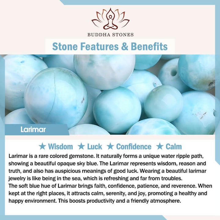 Buddha Stones Natural Cat Larimar Wisdom Beads Bracelet - image 9