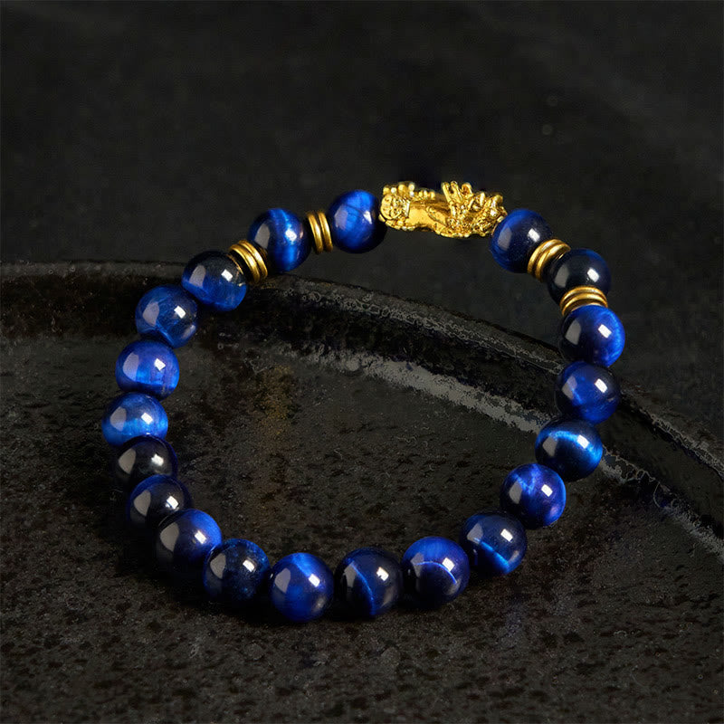 Buddha Stones "Sending Focus and Prosperity" Tiger Eye Pixiu Bracelet Includes Gift Message Card - image 3