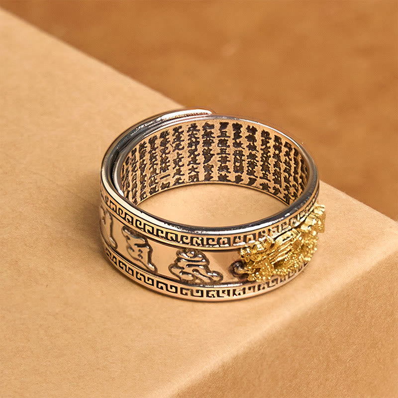 Buddha Stones Dragon Pattern Heart Sutra Copper Strength Ring - image 2
