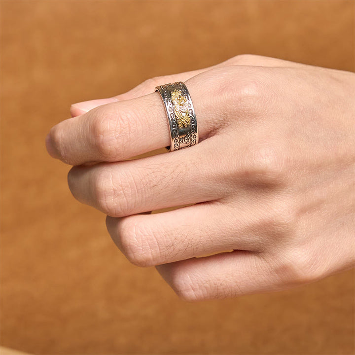 Buddha Stones Dragon Pattern Heart Sutra Copper Strength Ring - image 12