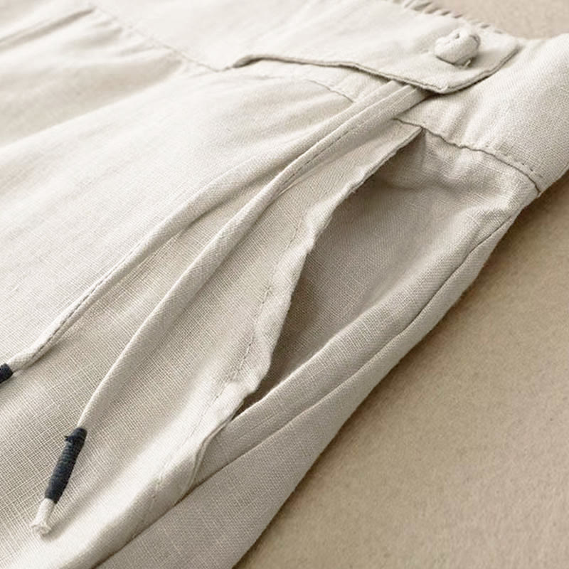 Buddha Stones Casual Solid Color One Button Women's Capri Wide Leg Pants With Pockets - image 20